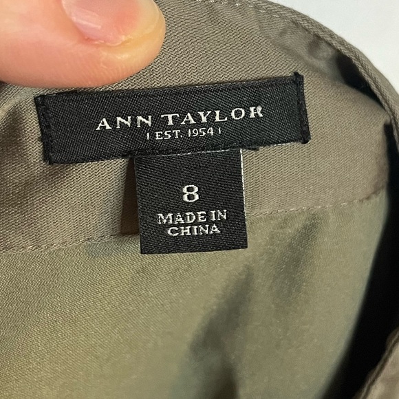 Ann Taylor Sleeveless Utility Shirt Dress, khaki green - Size 8 - Picture 6 of 8